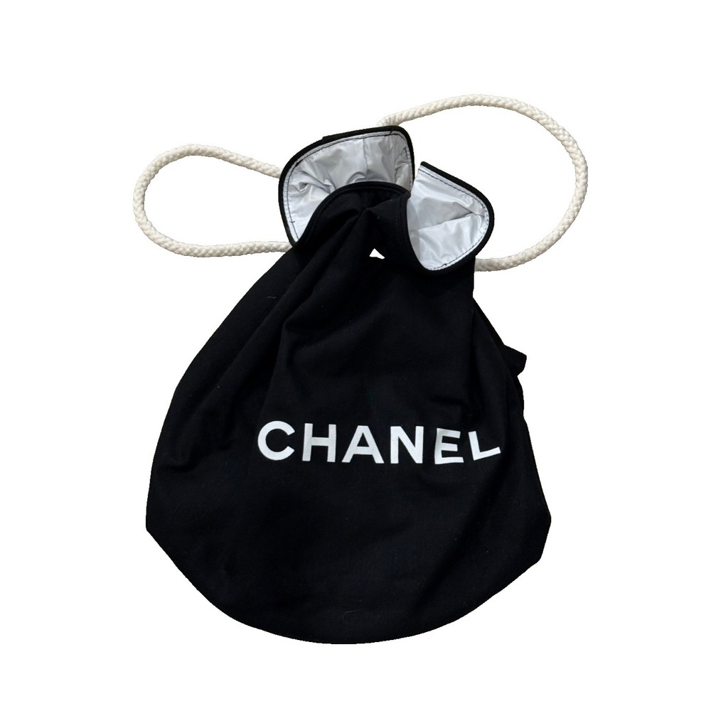 Vintage Chanel Parfum Promo Drawstring Backpack Bag Beach Pool Lined Cooler Bag - Picture 4 of 8